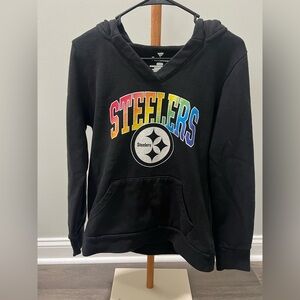 Fanatics Pittsburgh Steelers Black and Rainbow Pride Women’s  Hoodie sz Small